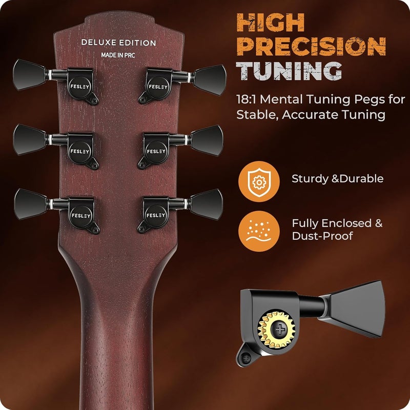 Fesley 39" LP Electric Guitar Kit:Full Size Solid Body Electric Guitars for Beginners with Humbucker Pickups,Poplar Body,Mahogany Neck,22 Frets,6 String Guitar with Gig Bag,Cable,FLP350,Matte,Sunburst - Image 3